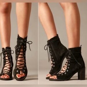 EUC Jeffery Campbell Lace-Up Open Toe Heeled Bootie sz6